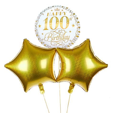 Buy White And Gold 100th Birthday Balloon Bouquet The Perfect T For