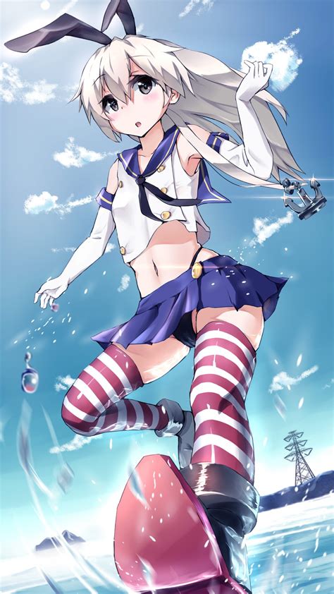 Wallpaper Ilustrasi Rambut Panjang Gadis Anime Air Telinga Kelinci Stoking Gambar Kartun