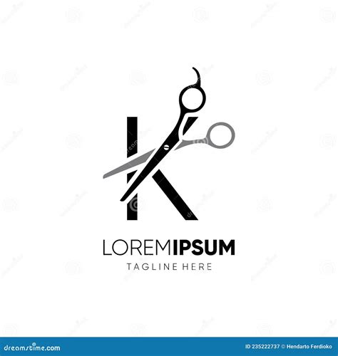 Letter Initial K Scissor Logo Design Icon Graphic Stock Vector