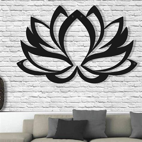 LaModaHome Metal Wall Art - Lotus Flower - 3D Wall Silhouette Metal ...