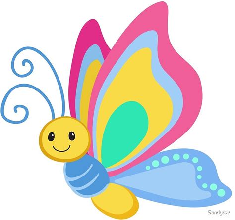 Cute Cartoon Butterfly By Sandytov Redbubble Butterfly Clip Art