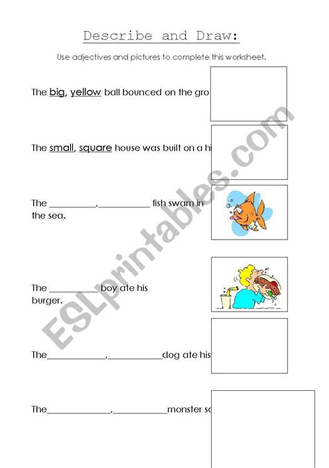 English Worksheets Describe And Draw