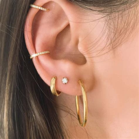 Aesthetic Simple Hoop Earrings Minimalist Gold And Silver Etsy