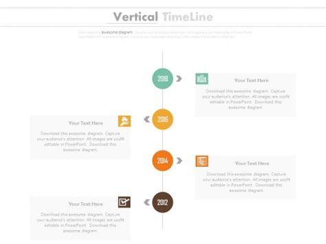 Four Staged Vertical Timeline For Year Based Growth Powerpoint Slides