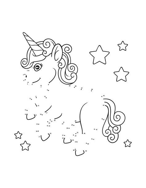 Unicorn Coloring Pages Dot To Dot
