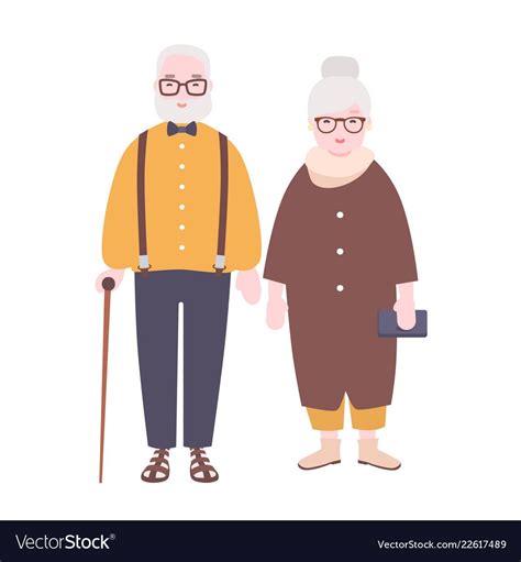 Adorable Elderly Married Couple Old Man And Woman Vector Image Old Couples Couples In Love