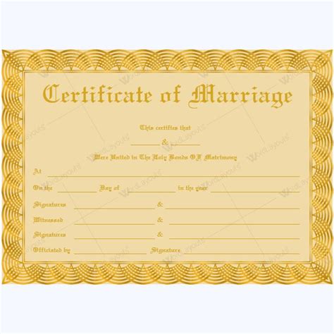 Certificate Of Marriage With Gold Border