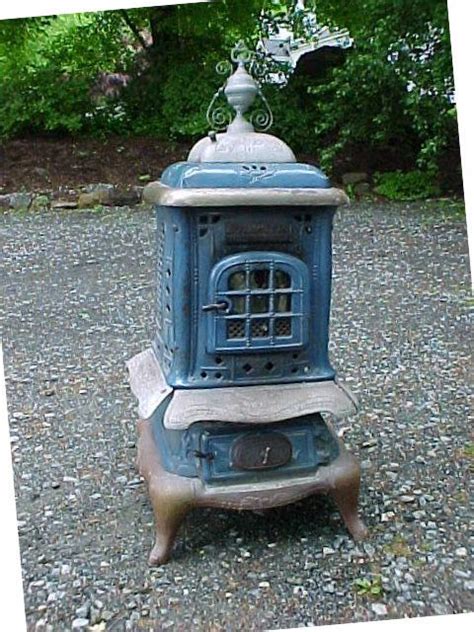Blue Porcelain Antique Parlor Wood Coal Cast Iron Stove All Original
