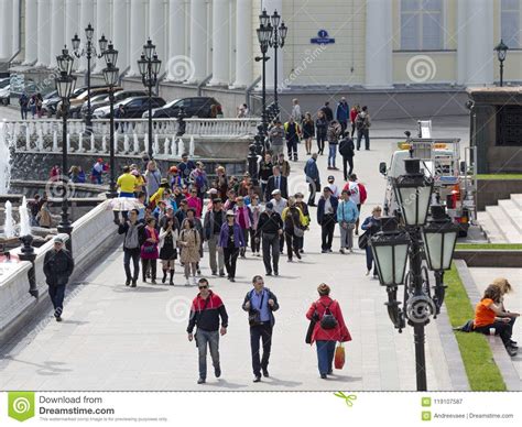 People Are Walking On Manezhnaya Square Moscow Editorial Photography