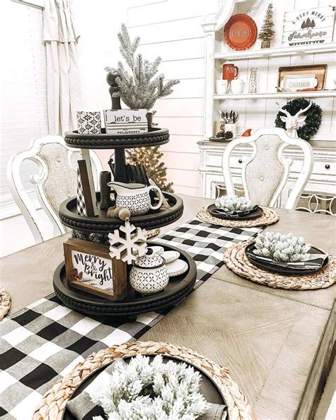 Black and White Plaid Christmas Dining Table Décor Soul Lane