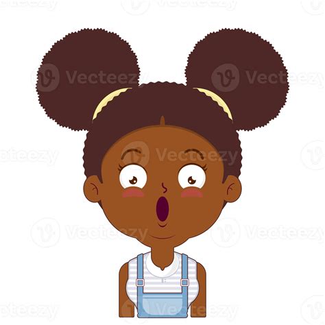 African American Girl Surprised Face Cartoon Cute 23638716 Png