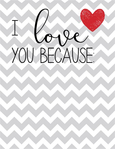Free Printable I Love You Because Poster Paper Trail Design