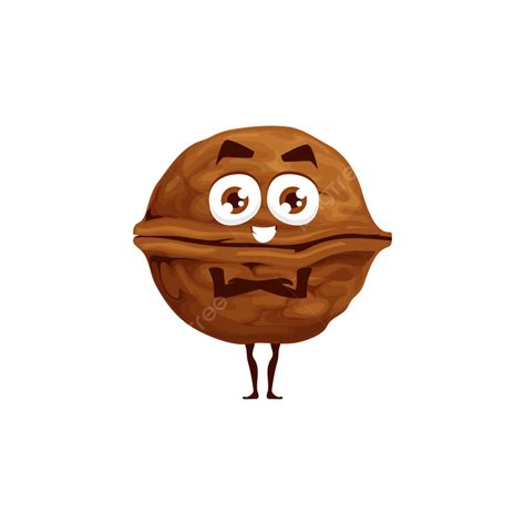 Nuts Walnut Peanut Vector Art Png Cartoon Funny Walnut Nut Character With Face Smile And Fun