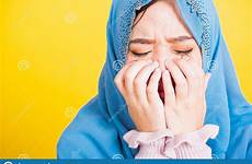 hijab crying wiping veil woman