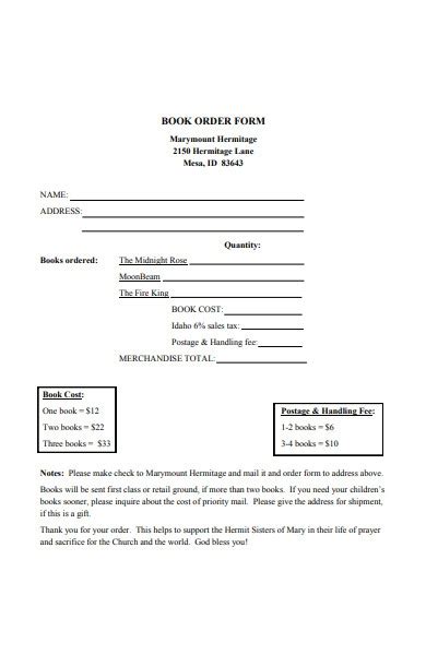 Free 31 Book Order Forms In Pdf Ms Word Excel