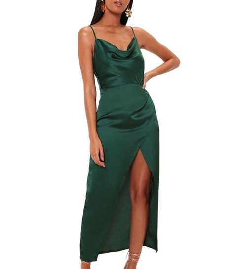 I Saw It First Ladies Emerald Green Satin Cowl Neck Maxi Dress Buy