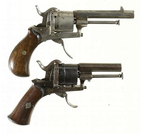 Sold Price Two Double Action Folding Trigger Pinfire Revolvers A