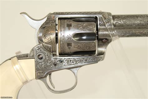 Harris Custom Engraved Colt Saa Peacemaker Revolver With Gold Ivory