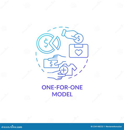 One For One Model Blue Gradient Concept Icon Stock Vector