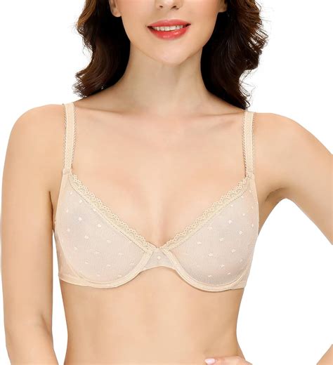 Yandw Sexy Sheer See Through Bras Unlined Underwire Lace Mesh Non Padded Ultra Thin Clear