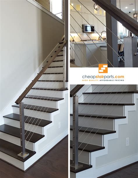 Railing stairs with a natural rustic design. We have pre-assembled and ready to install cable railing ...