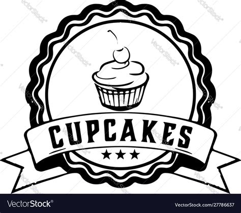 Food Vintage Cupcakes Badge Logo Royalty Free Vector Image
