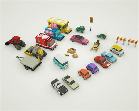 3d Model Simple Poly Cars Lowpoly Low Poly 3d Model Snowed Winter Vr