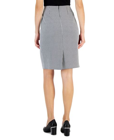 Kasper Womens Houndstooth Knee Length Pencil Skirt Macys