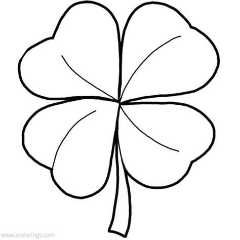 4 Leaf Clover Coloring Pages Lineart