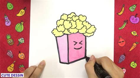 comment dessiner et colorier une boîte de pop corn mignon facilement étape par étape 1 dessin