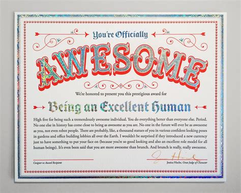 Free Printable Certificate Of Awesomeness