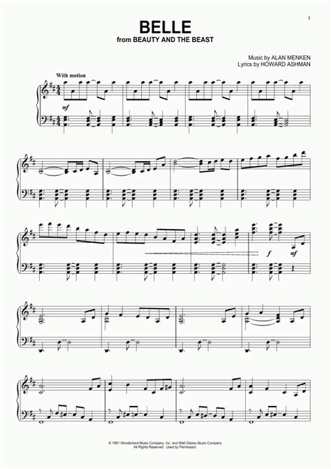 Belle Piano Sheet Music Onlinepianist