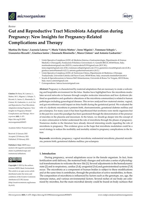 Pdf Gut And Reproductive Tract Microbiota Adaptation During Pregnancy
