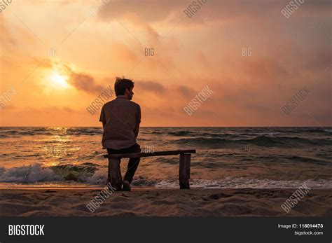 Lonely Man Sits On Image And Photo Free Trial Bigstock