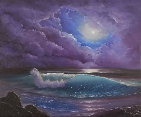 The Color Of The Night Ocean Wave Painting Seascape Oil Painting On