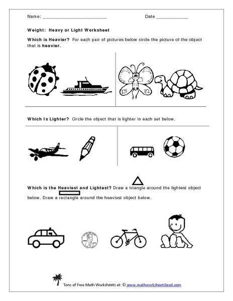 Weight Heavy Or Light Worksheet For Kids Mocomi