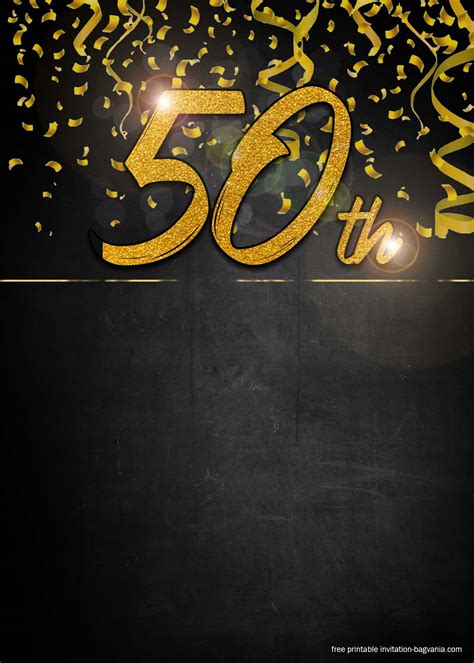 Free 50th Golden Invitation Templates For Men Printable Free