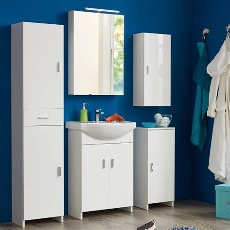 White high gloss bathroom wall cabinets. Wilmore Floor Standing Bathroom Cabinet White High Gloss ...