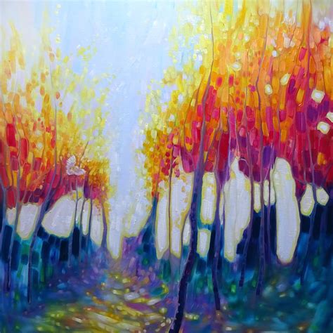 Original Oil Painting The Hunters Shimmering Forest A