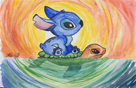 Lilo And Stitch Watercolor Painting Liloandstitch Watercolor