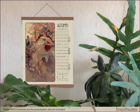 Printable Art Nouveau Calendar 2023 4 Seasons Calendar Etsy
