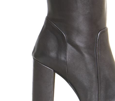 office eli square toe knee boots dark grey leather knee high boots