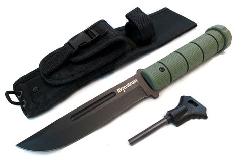 Fixed Blade Survival Knife With Sheath And Fire Starter Greennon Ser