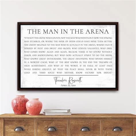 The Man In The Arena Sign Name Wall Art Custom Quote Sign