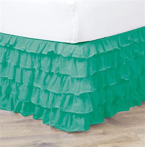 Unbran Pleated Ruffle Bed Skirt Solid Dust Ruffle Color Mint Green Queen Size Home