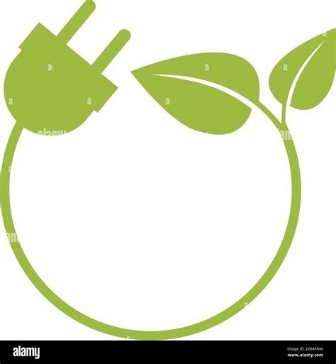 Símbolo De Energía Verde Redondo O Logotipo Con Conector Macho Y Hojas