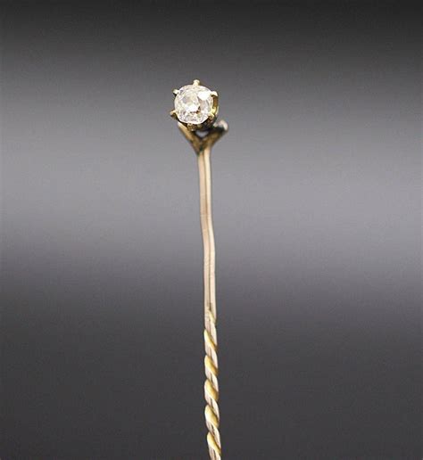 Victorian Gentlemans 18 Kt Yellow Gold And Solitaire Diamond Stick Pin