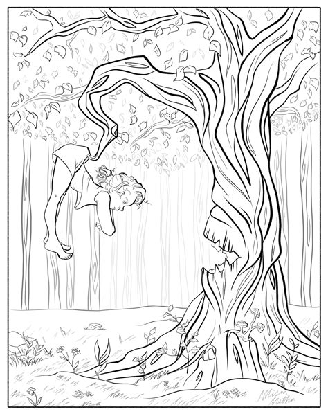 Enchanted Forest Tree Coloring Book Coloring Pages