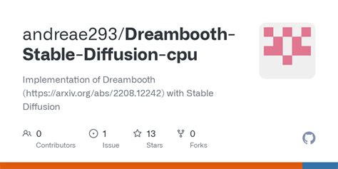 Github Andreae Dreambooth Stable Diffusion Cpu Implementation Of