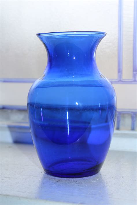 Art Deco Cobalt Blue Glass Vase Vintage 1940s
